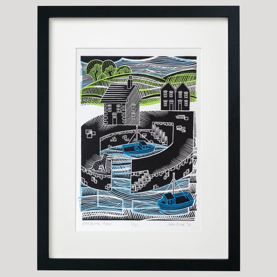 "Harbour House" screen print framed