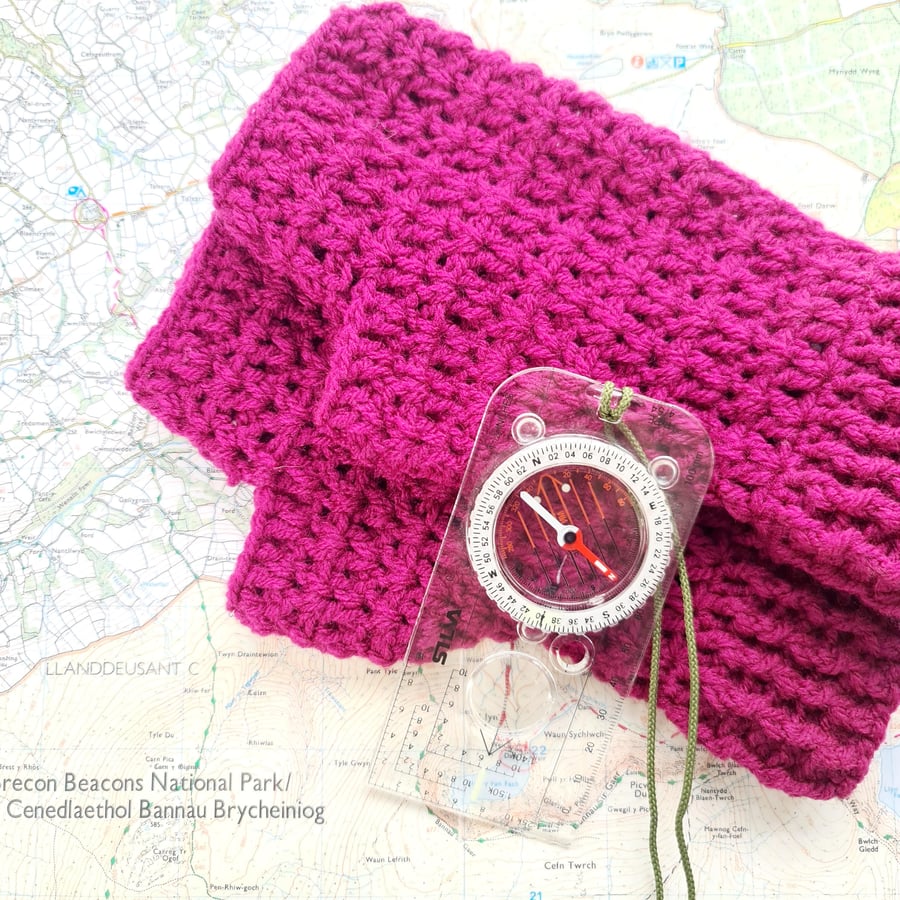 Plum Red Fingerless Mitts, Crochet Wrist Warmers