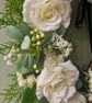 Handmade White Rose Wreath,Classic Ivory and Cream Roses, Lush Greenery, Gypsoph - Image 2