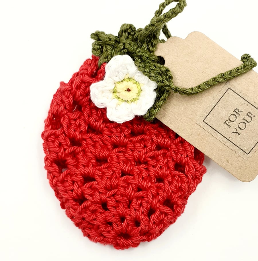 Small Crochet Strawberry Pouch