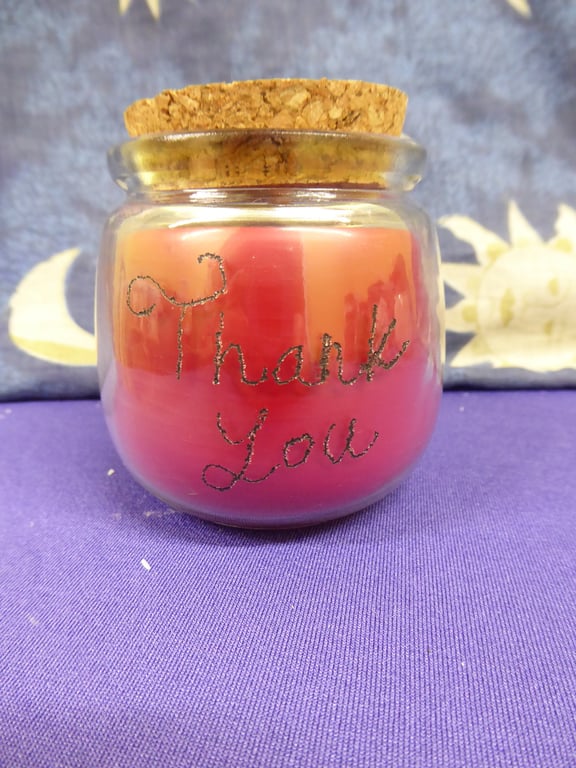 Hand Engraved Thank you Soy Wax Candle