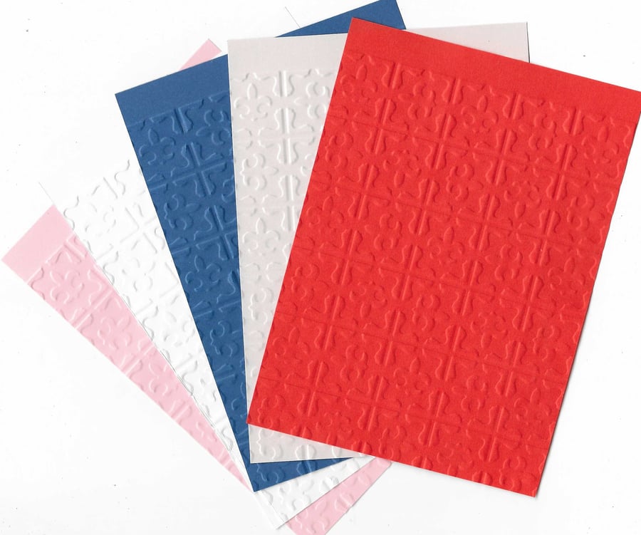 Embossed Card. 10 Sheets. A6. Choice Of Colour. Fleur De Lis (17)