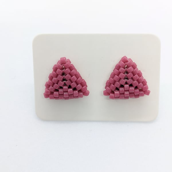 Triangle Stud Earrings - Cherry Blossom