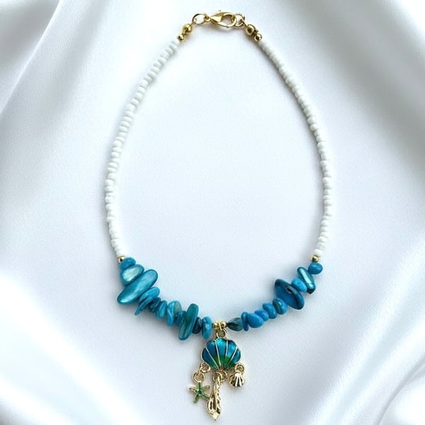 Ocean Breeze Handmade Shell Bead Anklet