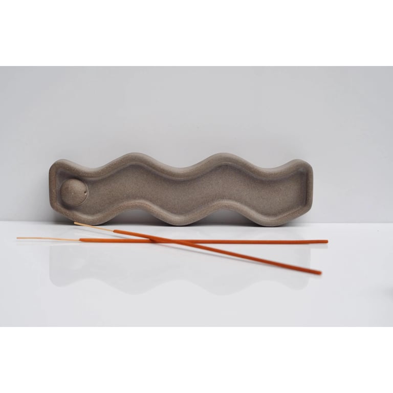 Wavy Concrete Incense Burner: Handmade Minimalist Home Decor