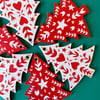 Scandi-style red and white Christmas tree decorations