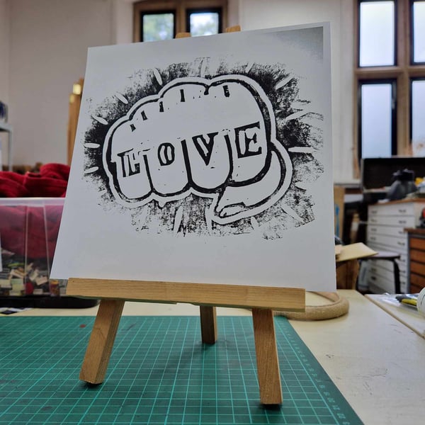 LOVE tattoo print - black and white -  21x21cm print