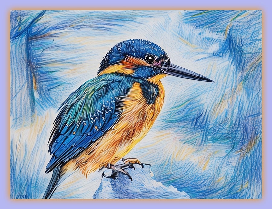 Kingfisher Bird In Winter Greeting Card A5