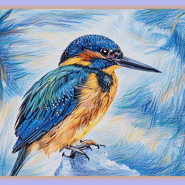 Kingfisher Bird In Winter Greeting Card A5