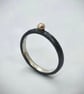 Olde Gold Dot Ring, gold dot ring, oxidised ring, 2mm hammered ring, stack ring, - Image 2