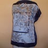 Vintage scarf top, blue floral, size 10-14