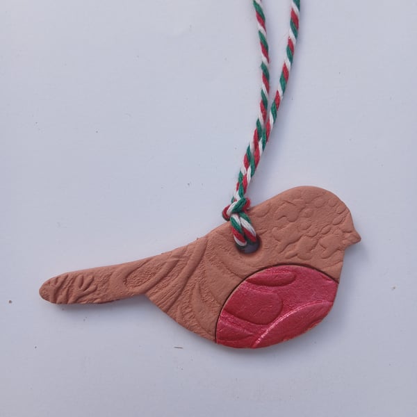 Christmas Robin Terracotta Christmas Decoration Tree Ornament