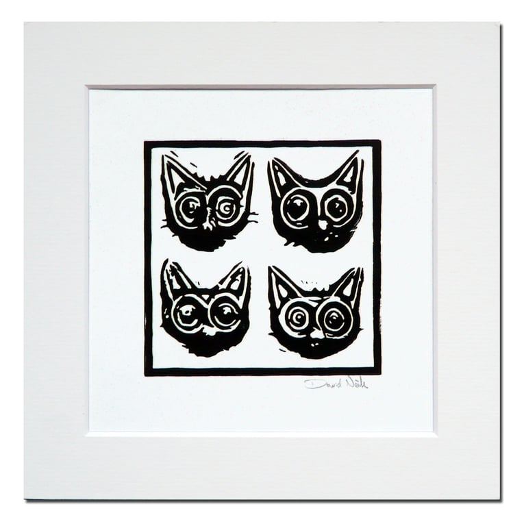 Minoan Cats Linocut