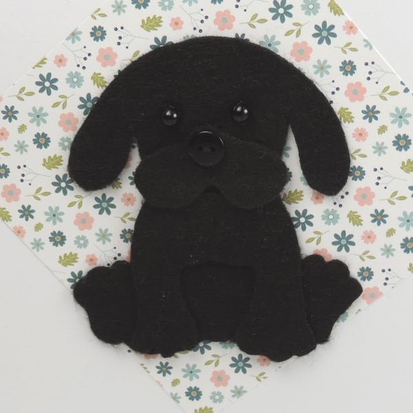 Black Labrador Puppy Dog Card, Blank inside, Birthday, Greeting card