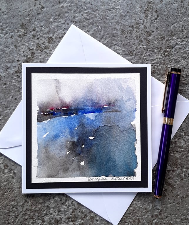 Stormy Skies Handpainted Blank Card. Letterbox Gift. Keepsake