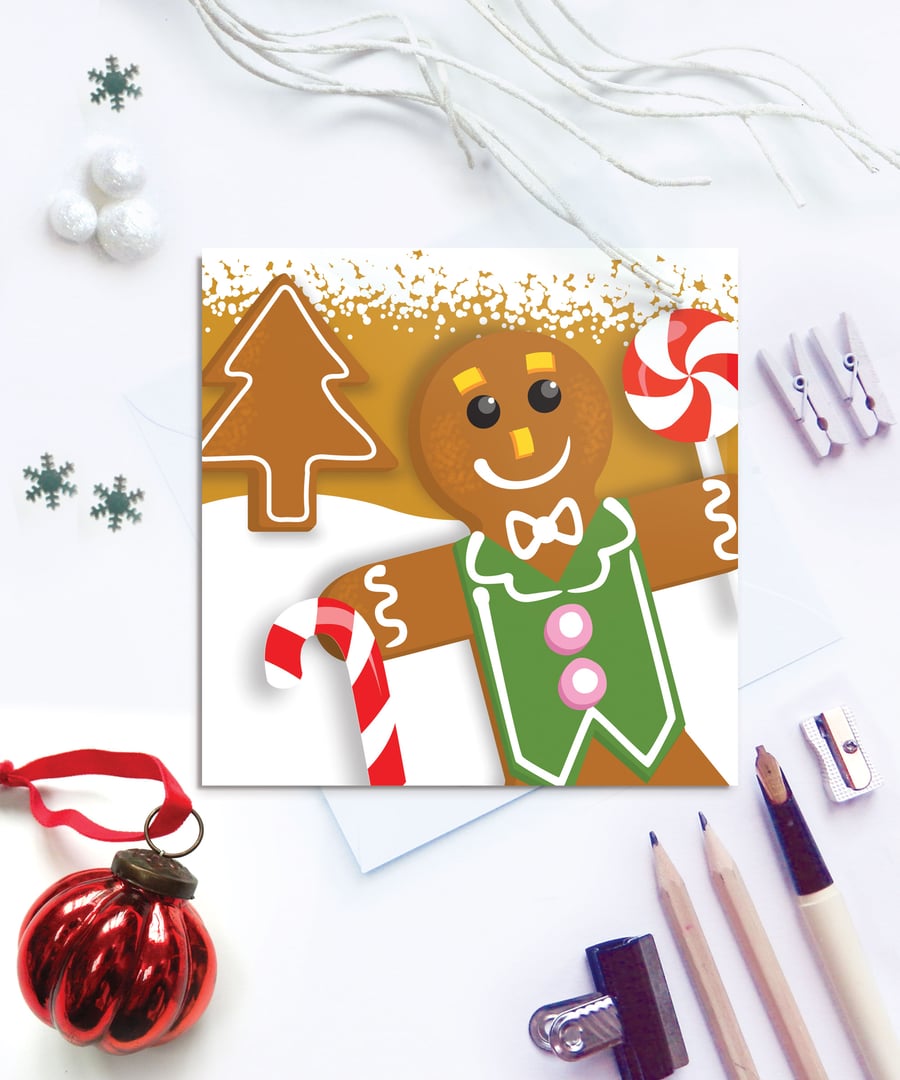 Gingerbread Man Christmas Card - home bakers