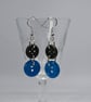 Blue and Grey Vintage Button Earrings - Image 1