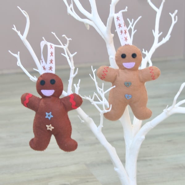 Festive Felt Gingerbread Man Hanging Christmas Tree Decoration