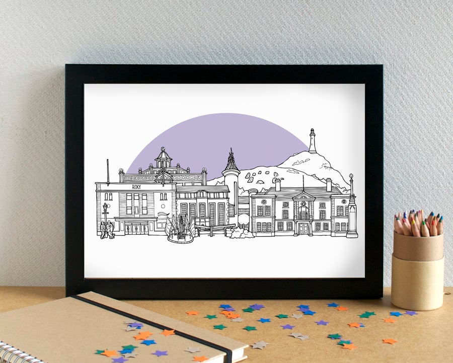 Ulverston Cumbria Skyline Art Print