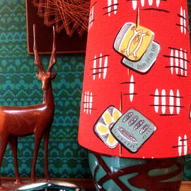 Mid Century Modern style Cone lampshade in a 50s RED RETRO Vintage Fabric