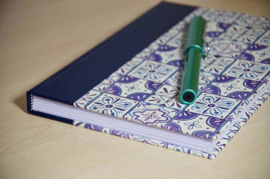 A5 Quarter-bound Hardback Notebook with decorative cover