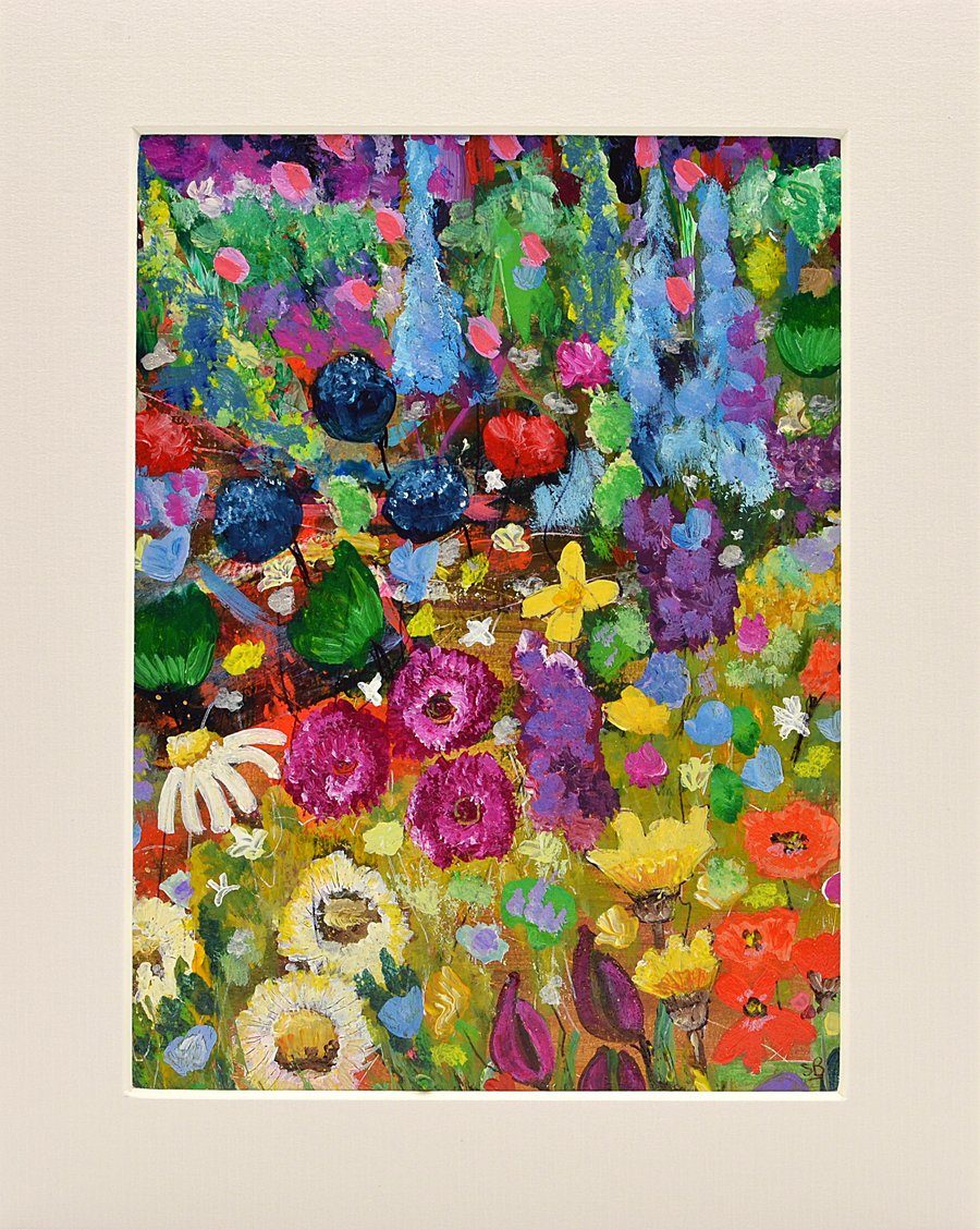 Original Painting of Garden Flowers (10 x 8 inches)
