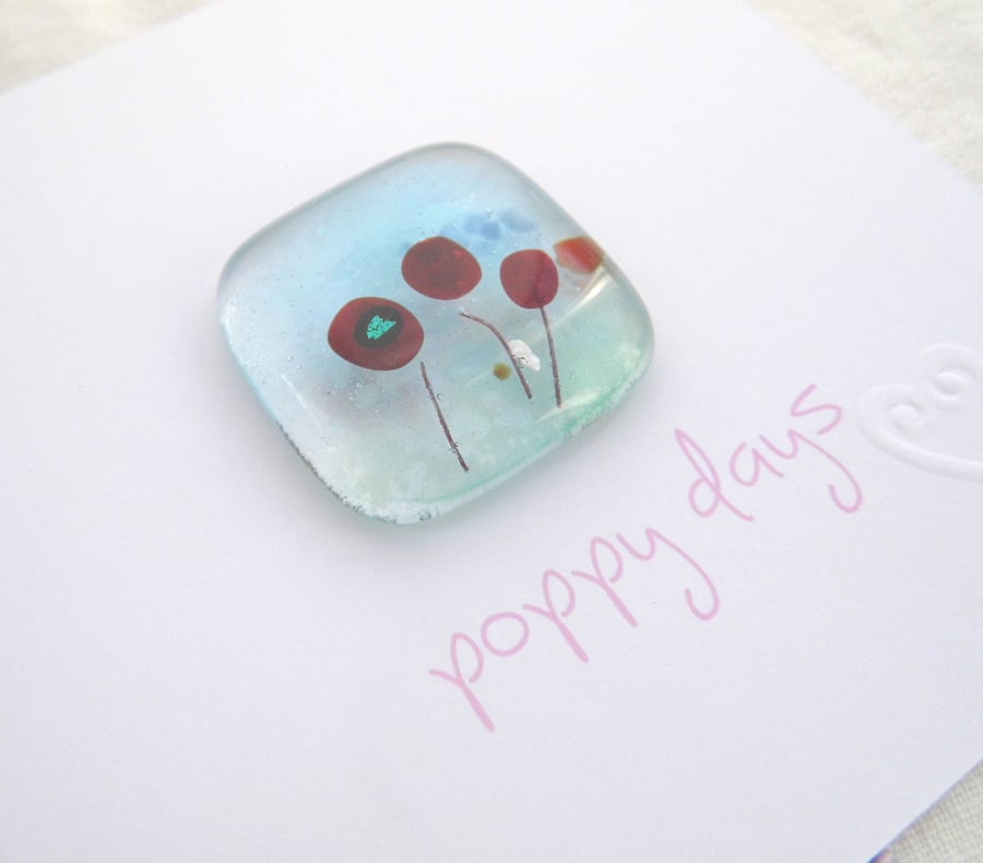 fused glass poppy card