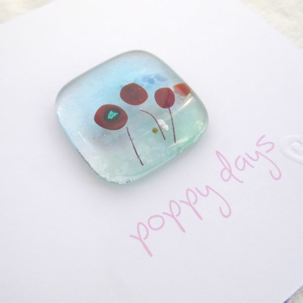 fused glass poppy card
