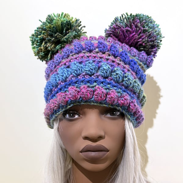 Hat with Pom Poms Super Warm Washable Stocking Filler Christmas Gift
