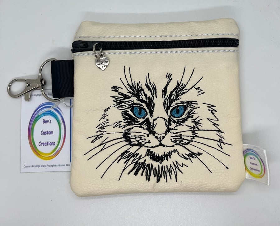 Cat Embroidered small bag