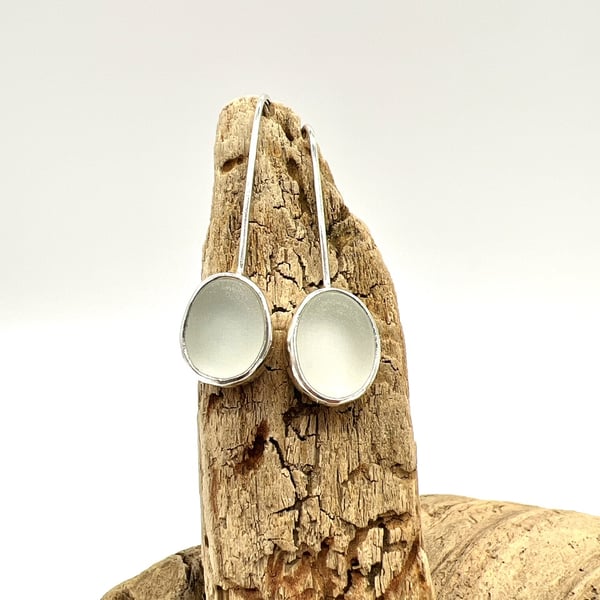 White Sea Glass Drop Earrings