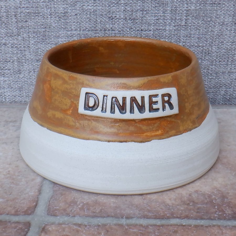 Image of Handmade small cavalier spaniel dog long eared water food bowl stoneware ceramic