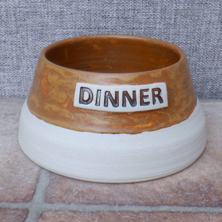 Handmade small cavalier spaniel dog long eared water food bowl stoneware ceramic