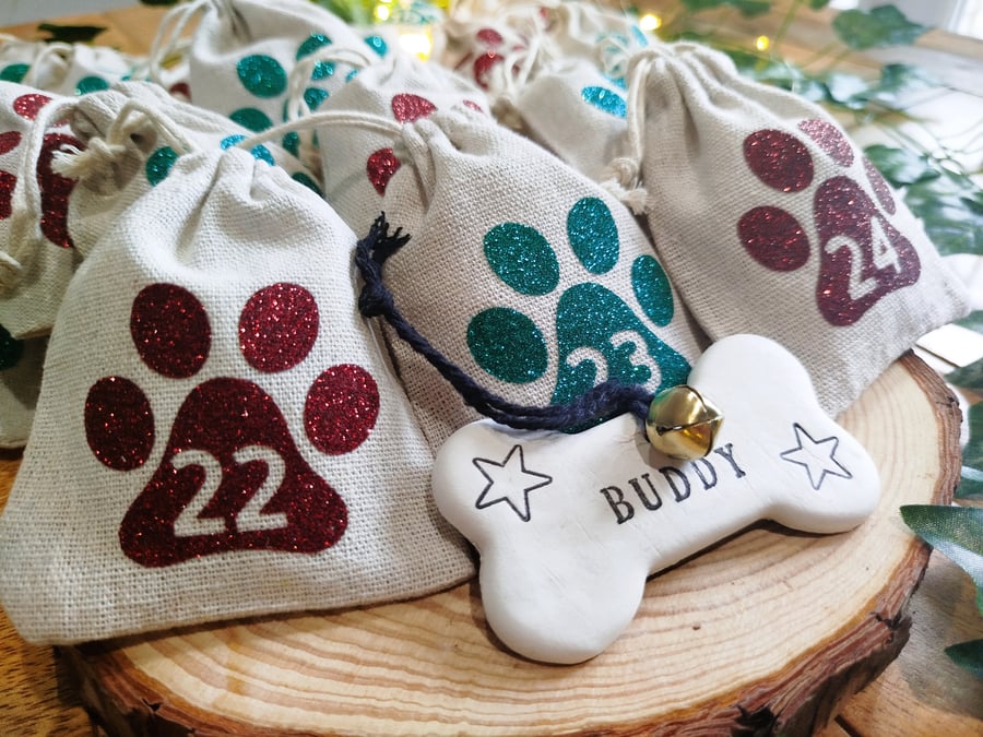 Dog Advent Calendar - 24 Mini Treat Sacks for Your Furry Friend at Christmas
