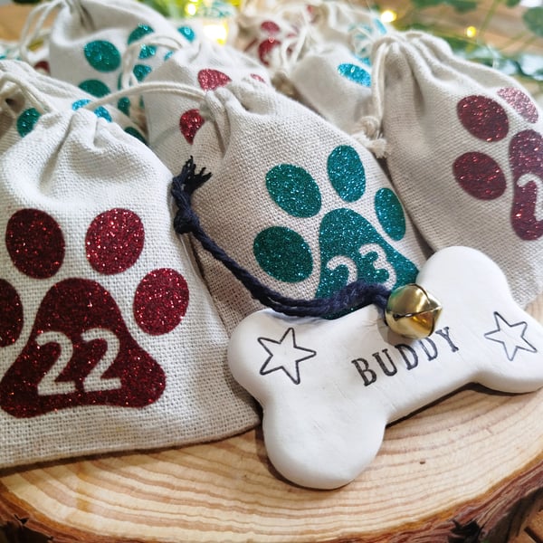 Dog Advent Calendar - 24 Mini Treat Sacks for Your Furry Friend at Christmas