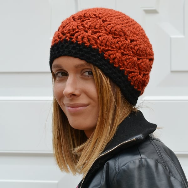 Hat Sale  Womens Rust Beanie Hat, Warm Chunky Hat, 
