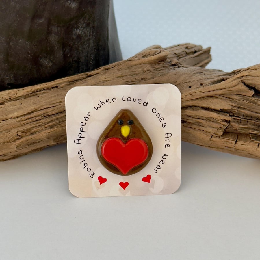 Fused Glass Robin Pocket Token