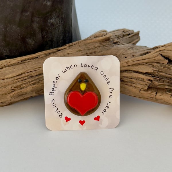 Fused Glass Robin Pocket Token