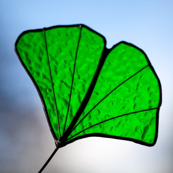 Stained Glass Ginkgo Leaf Suncatcher