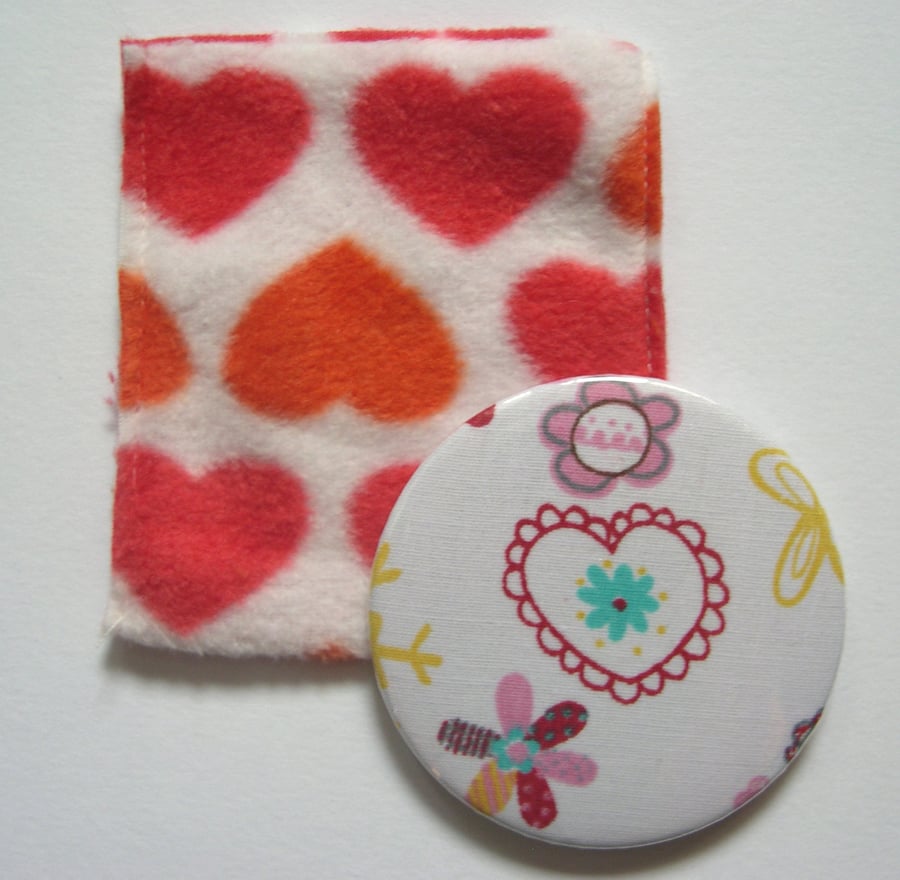  Hearts and Flowers Pocket Mirror