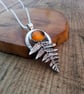 Handmade Fern Leaf with Amber Silver Necklace - Image 1