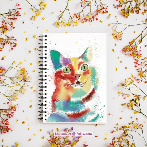 Watercolour cat notebook 