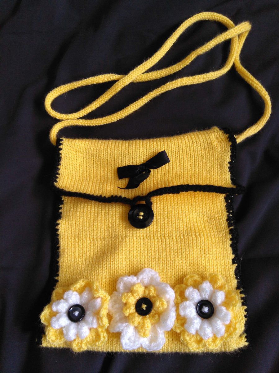 Knitted Cross Body Bag - Yellow - Free Postage