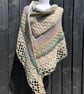 Asymmetrical Triangle Stripped Lace Shawl Wrap  - Image 2