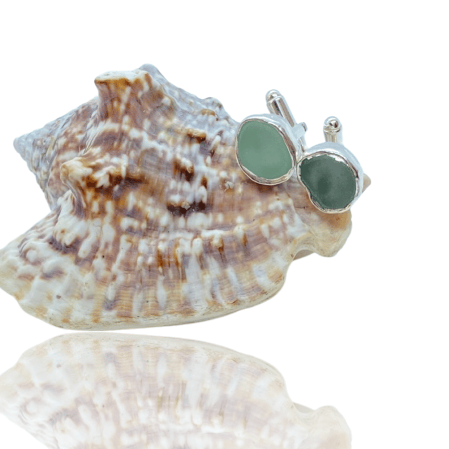 Ocean Sea Glass Cufflinks 