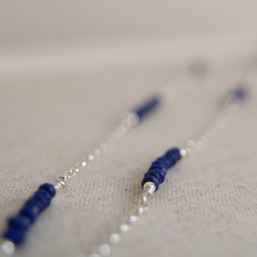 blue necklace lapis lazuli silver strand.