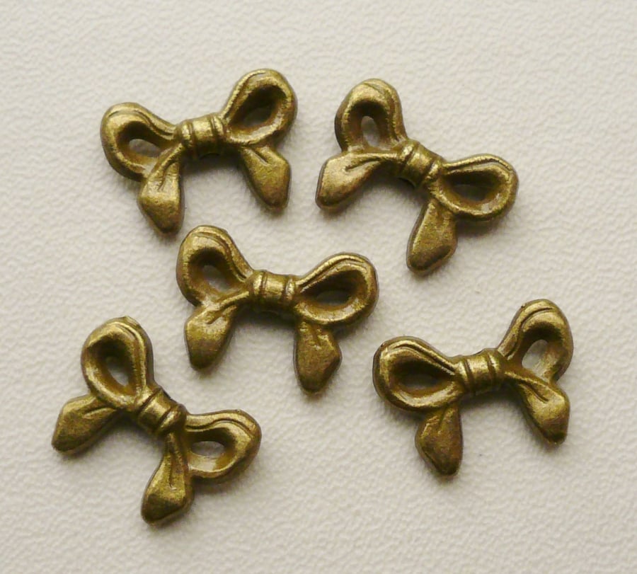 5   Antique Bronze Bow Charms