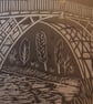'Ironbridge'. An original handprinted linoprint of Ironbridge in Shropshire. - Image 7