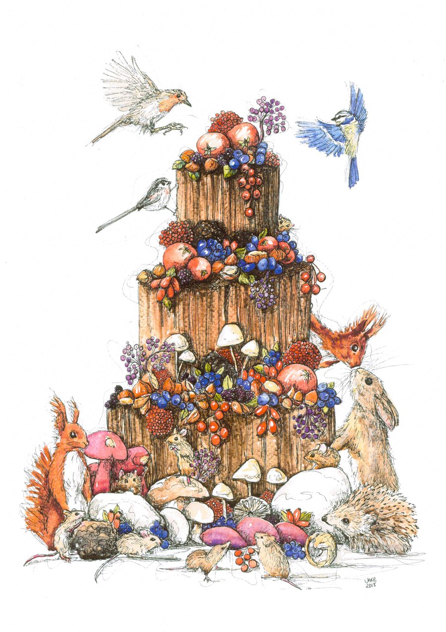 Wildlife cake unique fine art print