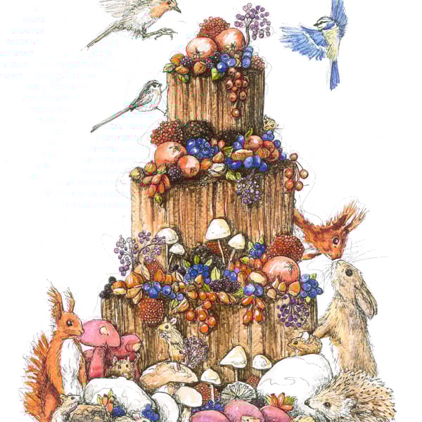 Wildlife cake unique fine art print
